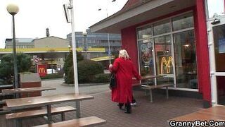 Huge granny swallows his horny cock - porn video