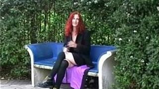 Redhead Amateur Uk Babe Monica Flashing and masturbating in public in London - porn video