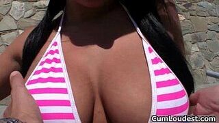 Busty brunette whore goes crazy sucking - porn video